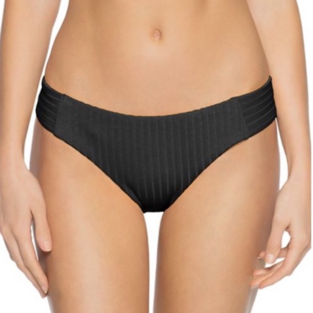 NWOT BECCA Loreto Ribbed Bikini Bottoms Black L